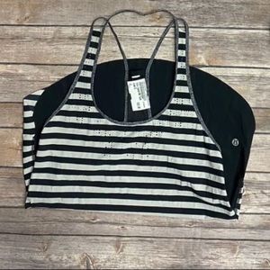Black and white stripped Lululemon tank top